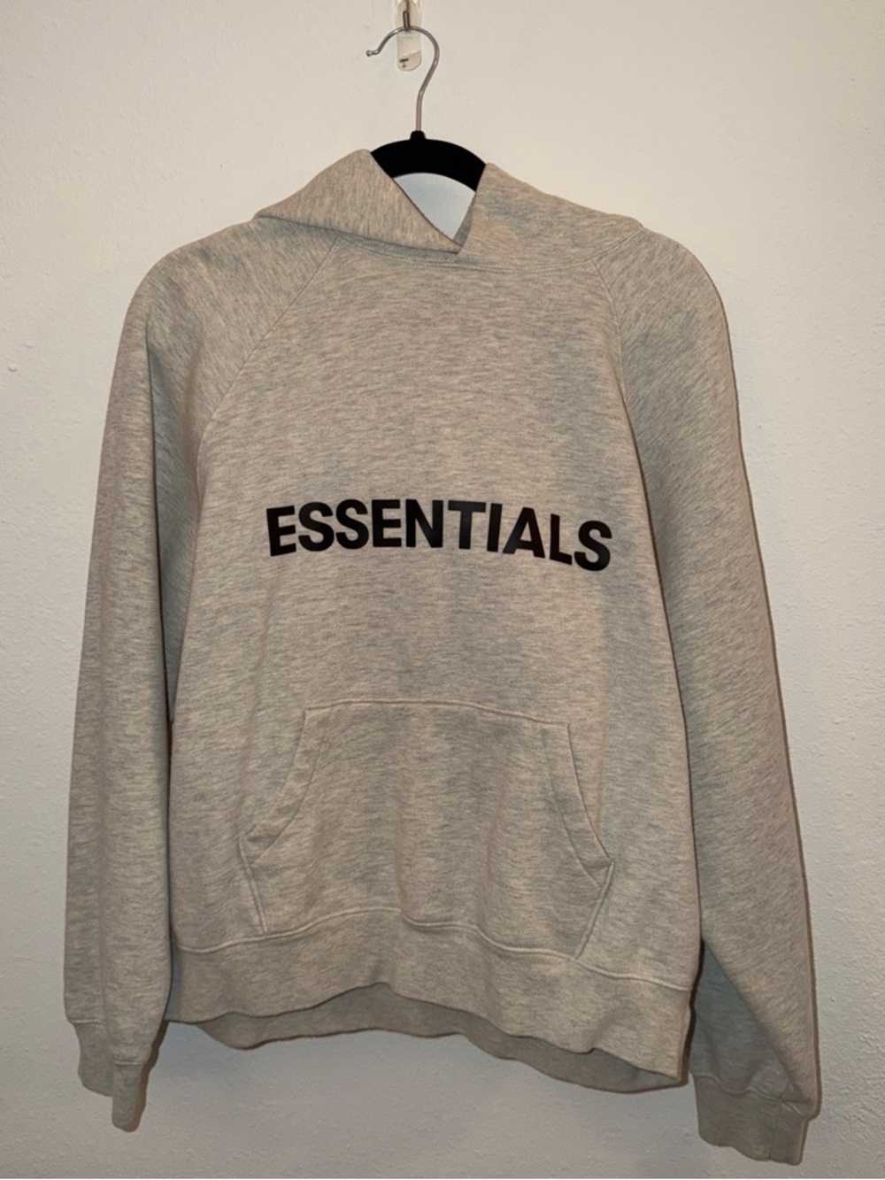 Essentials Cream Pullover with Rubber Logo Patch